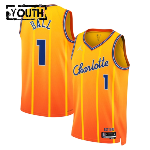 Charlotte Hornets Trikot Lamelo Ball Jordan 2025-26 City Edition Gold Swingman - Kinder Charlotte Hornets Trikot Lamelo Ball Jordan 2025-26 City Edition Gold Swingman - Kinder